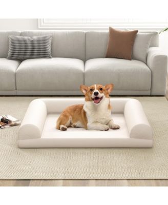 Orthopedic Dog Bed Medium Small Dogs with 3-Side Bolster Non-Slip Bottom Zippers