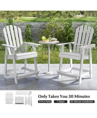 4 PCS Tall Bar Stool HDPE Patio Chair with Armrest Footrest Home Indoor Outdoor