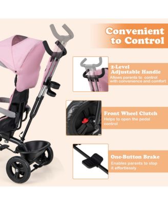 Toddler 4-in-1 Multifunctional Tricycle Trike with Removable Canopy & Push Handle