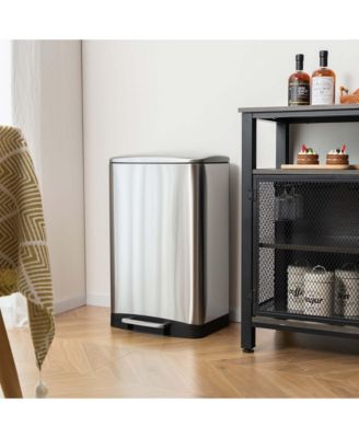 Stainless Steel Trash Can, 13.2 Gal Garbage Can with Lid, Detachable Inner Pail