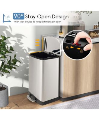 Stainless Steel Trash Can, 13.2 Gal Garbage Can with Lid, Detachable Inner Pail