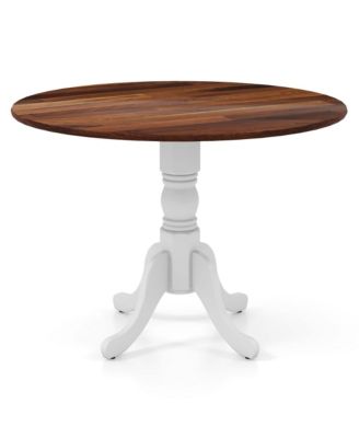 4-Person Dining Table Wooden Kitchen Table with Solid Rubber Wood Frame for Kitchen