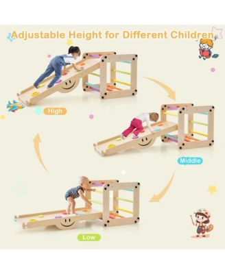 Wooden Climbing Toys for Toddlers Jungle Gym with Reversible Ramp, Seesaw, Climber