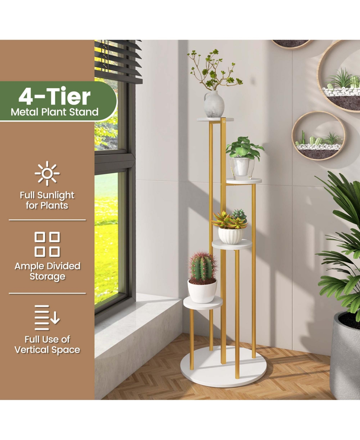 4-Tier Metal Plant Stand 49.5" Tall Potted Planter Display Shelf Storage Rack
