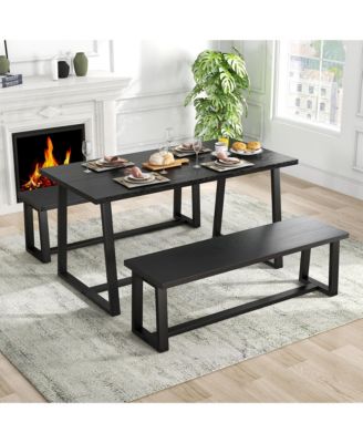 63" Large Dining Table for 4-6 People with Heavy-duty Metal Frame Modern