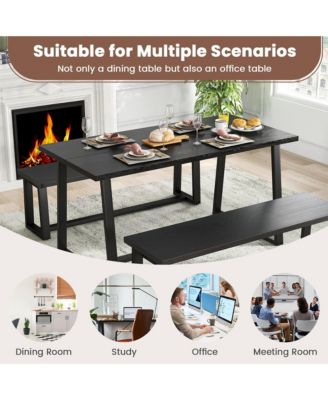 63" Large Dining Table for 4-6 People with Heavy-duty Metal Frame Modern