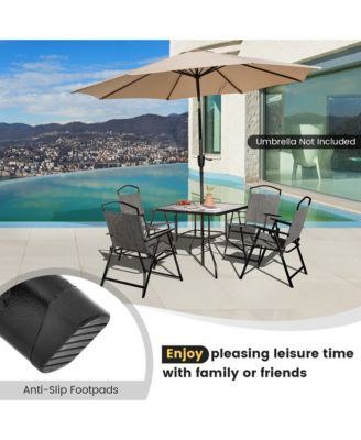 Patio Folding Dining Chairs Set of 4 with Cozy Seat Fabric & Heavy-Duty Metal Frame