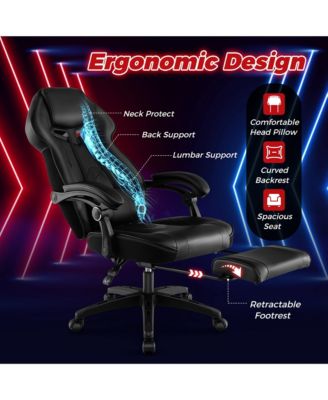 Adjustable E-Sports Racing Style Chair with Padded Headrest, Lumbar Support