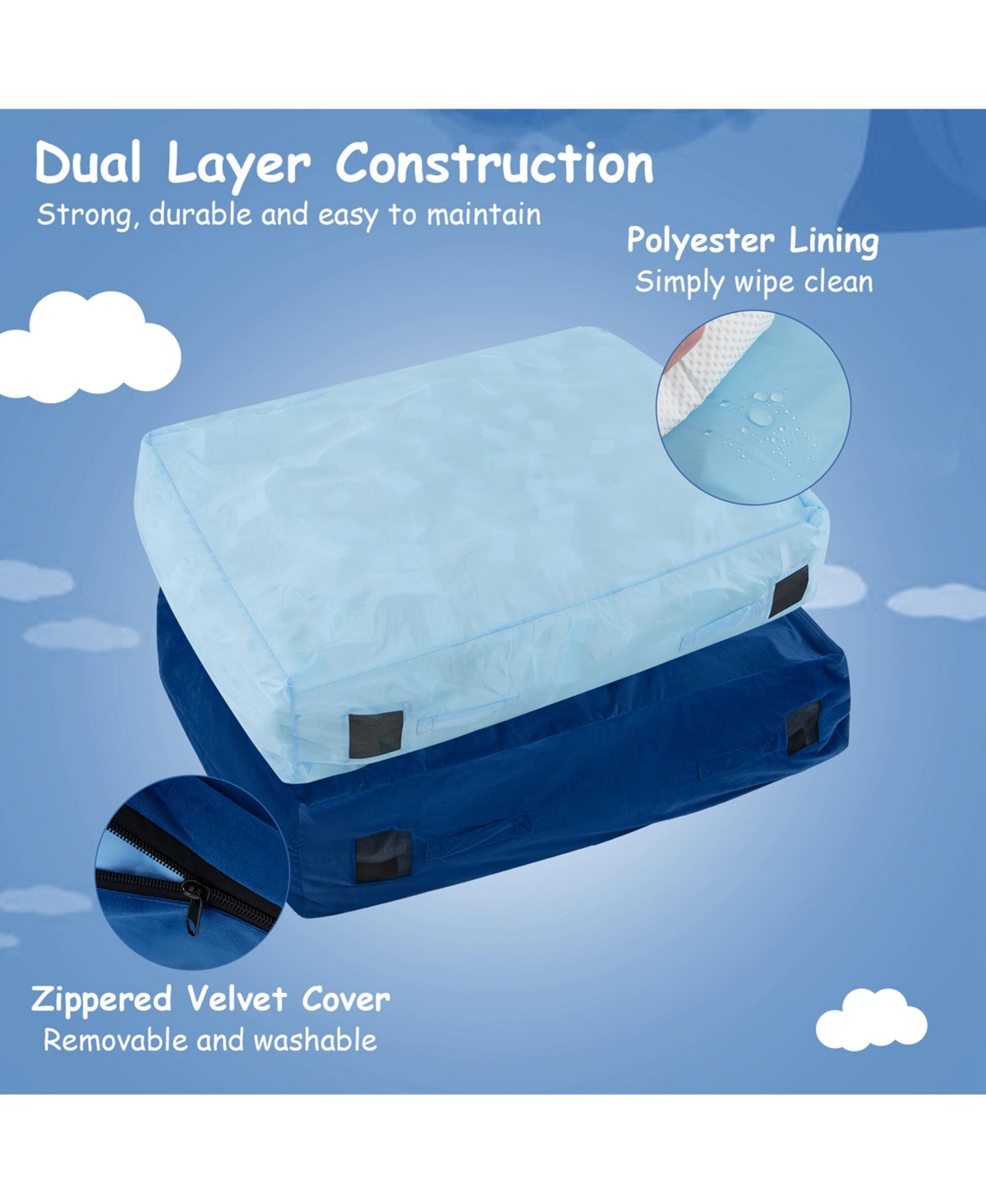 Costway Crash Pad Sensory Mat with Foam Blocks and Washable Velvet Cover