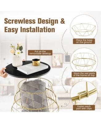 Round Side End Coffee Sofa Table Nightstand with Storage Space Removable Top