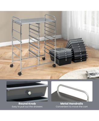 15 Drawer Rolling Storage Cart Tools Scrapbook Paper Office School Organizer