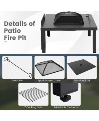 5pcs Patio Rocking Chairs 4-in-1 Fire Pit Table Heavy-Duty Conversation Outdoor