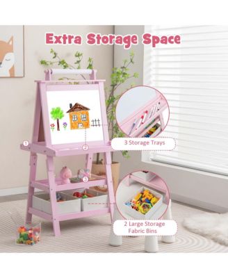 3 in 1 Double-Sided Wooden Kid's Art Easel Whiteboard