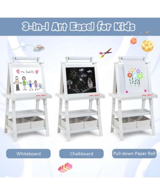 3 in 1 Double-Sided Wooden Kid's Art Easel Whiteboard