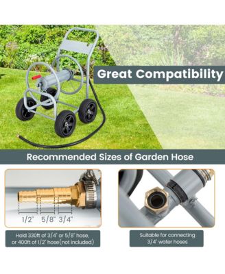 Garden Hose Reel Cart Holds 330ft of 3/4''or 5/8'' Hose 400ft of 1/2'' Hose
