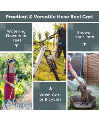 Garden Hose Reel Cart Holds 330ft of 3/4''or 5/8'' Hose 400ft of 1/2'' Hose