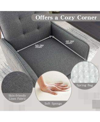 Linen Fabric Accent Chair Modern Single Sofa Chair with Solid Metal Legs