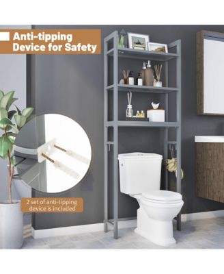 Over-The-Toilet Storage Shelf Space Saving Metal Bathroom Organizer Hooks