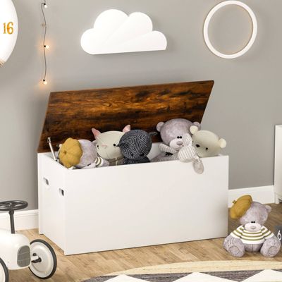 Flip-top Storage Chest Lift Top Storage Bench Wooden Deck Toy Box