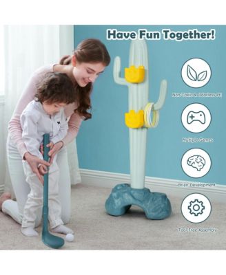 3-in-1 Sports Activity Center w/Golf & Ring-Toss Cactus Toy Stand