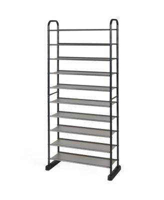 10-Tier Shoe Rack Space-saving Shoe Organizer W/Metal Frame Shoe Tower