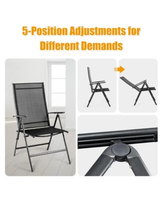 Set of 2 Patio Folding Chair Recliner Adjustable