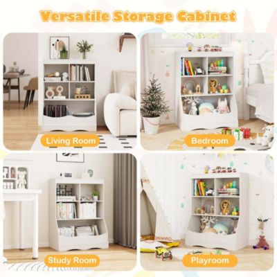 3-Tier Children's Multi-Functional Bookcase Toy Storage Bin Floor Cabinet