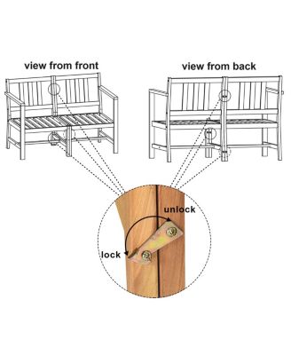 3 in 1 Patio Table Chairs Set Solid Wood Garden Furniture