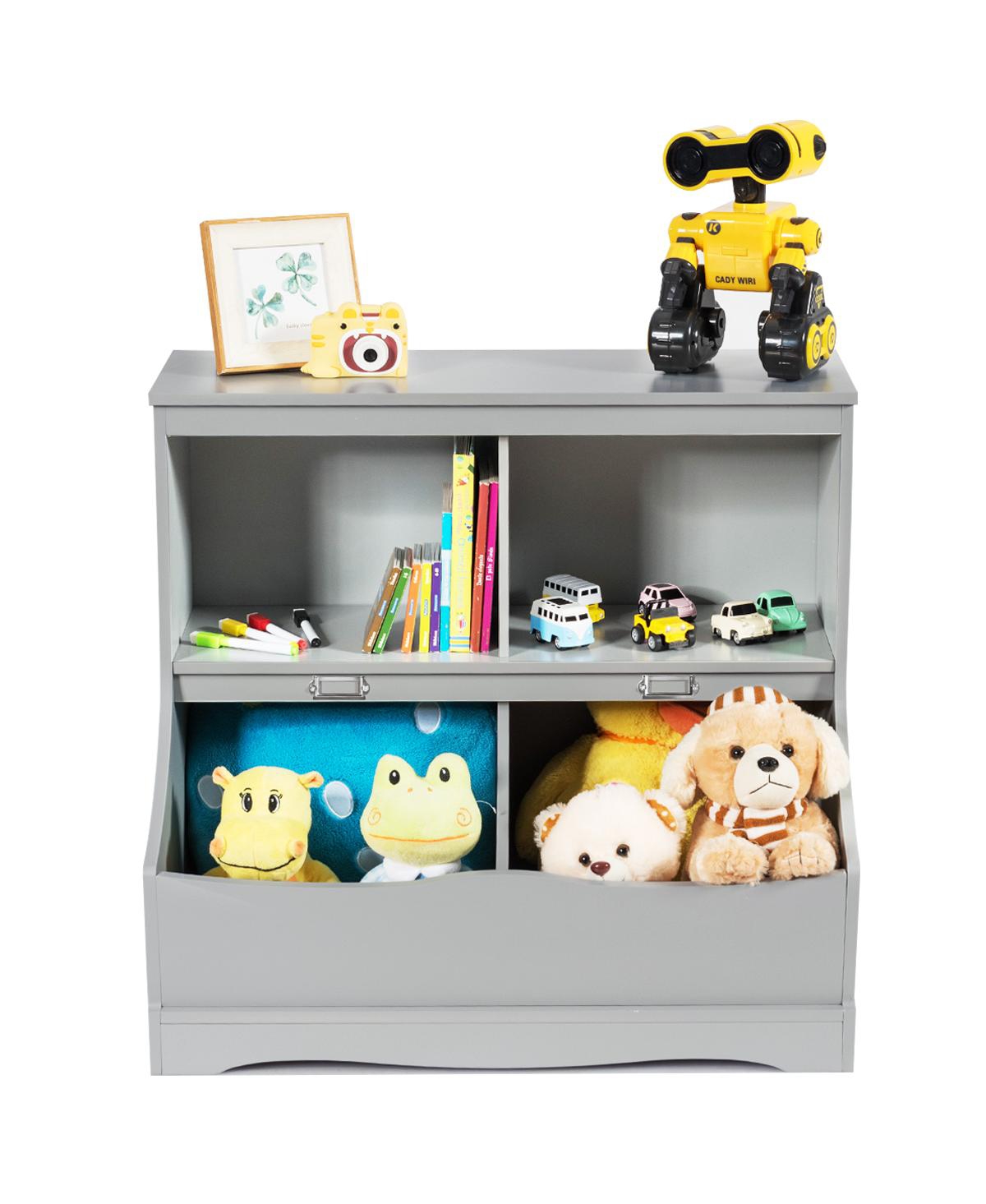 Costway Children's Multi-Functional Bookcase Toy Storage Bin Kids Floor Cabinet