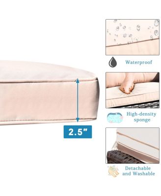 4PCS Outdoor Rattan Furniture Set Cushioned Sofa Armrest Table