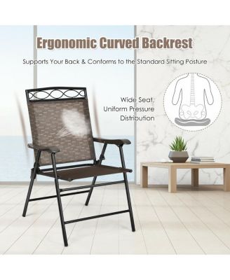 Set of 4 Patio Folding Chairs Sling Portable Dining Chair Set