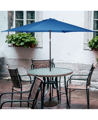 9FT Patio Umbrella Patio Market Steel Tilt W/ Crank Outdoor Yard Garden