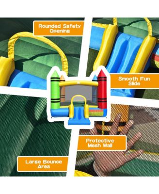 Inflatable Bounce House Kids Jumping Castle w/ Slide Ocean Balls & 480W Blower