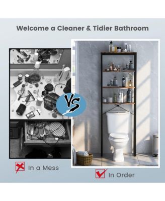 4-Tier Over the Toilet Storage Rack Freestanding Bathroom Organizer