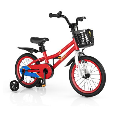 16'' Kid's Bike with Removable Training Wheels & Basket for 4-7 Years Old