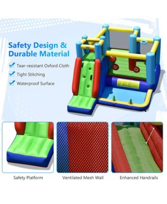 Inflatable Bounce House 8-in-1 Kids Inflatable Slide Bouncer (With 735W Blower)