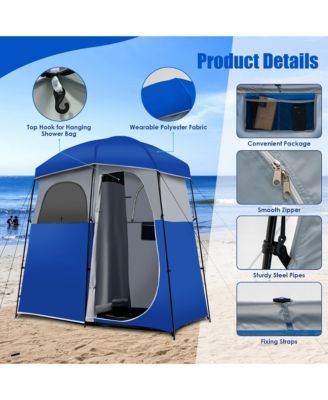 Double-Room Camping Shower Toilet Tent with Floor Oversize Portable Storage Bag