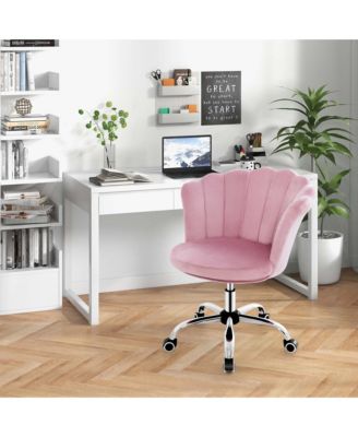 Velvet Petal Shell Office Chair Adjustable Swivel Accent Vanity Armchair