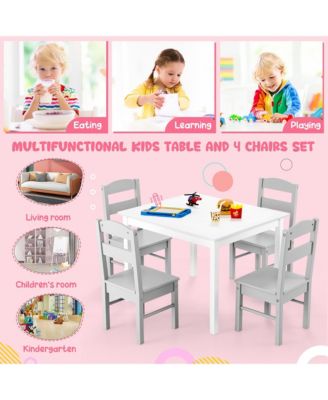 Boys 5 Piece Table & Chair Set Wooden Children Activity