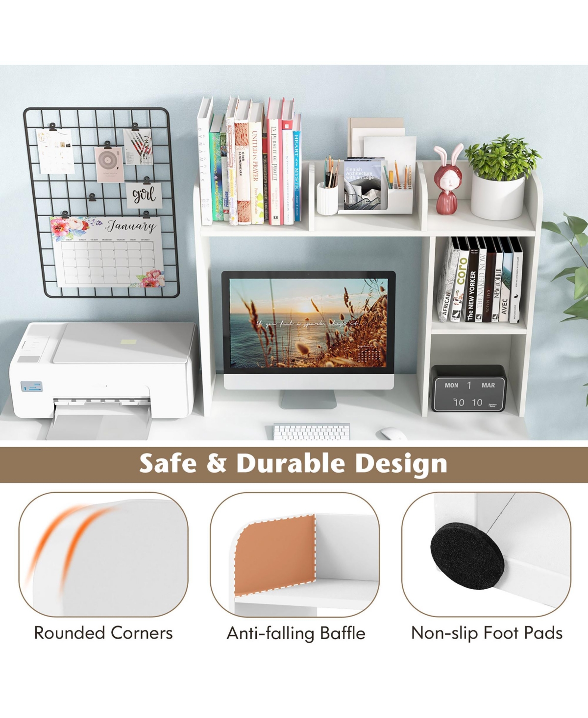 Costway Desk Bookshelf Desktop Storage Organizer Display Shelf Rack Dorm Office