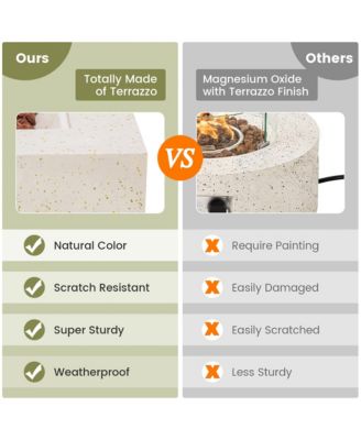 28'' Terrazzo Fire Pit Table 40,000 BTU Square Propane Gas Fire Pit