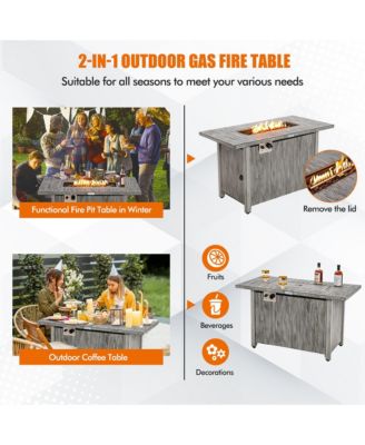 43-inch Propane Gas Fire Pit Table Wood-like Metal Fire Table