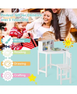 Kids Corner Desk & Chair Set Wooden Study Writing Workstation