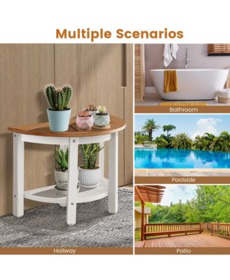 Waterproof HDPE Semicircular Shower Bench 2-Tier Bath Spa Bench