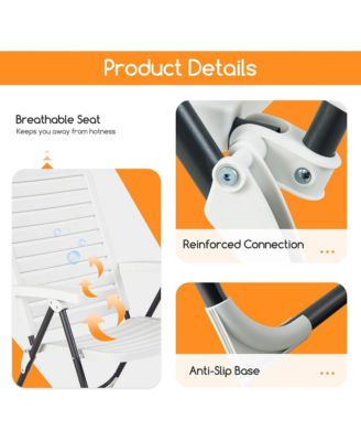 Patio PP Folding Chair Adjustable Reclining 7-Level All-Weather Portable Outdoor