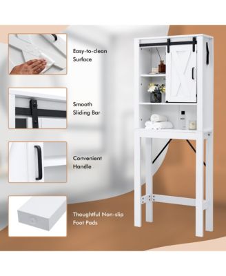 Over the Toilet Bathroom Storage Cabinet with Sliding Barn Door & Adjustable Shelf