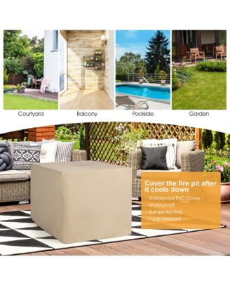 35'' Propane Gas Fire Pit Table Patio PE Wicker Rattan w/ Lava Rocks