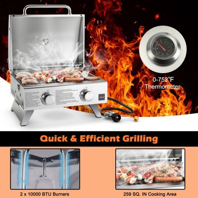 20,000 BTU Stainless Steel Propane Grill for Outdoor