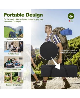 Heavy-Duty Aluminum Camping Table, Folding Outdoor Picnic Table with Carrying Bag