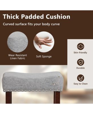 Set of 2 Bar Stools Bar Height Saddle Kitchen Chairs with Wooden Legs